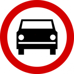 Znak B-3: Zakaz wjazdu pojazdów silnikowych - Naklejka lub Odblask