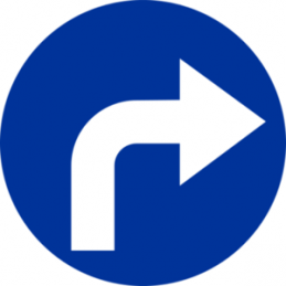 Znak C-2: Nakaz jazdy w prawo za znakiem - Naklejka lub Odblask