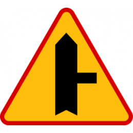 Znak A-6b: Skrzyżowanie z drogą podporządkowaną występującą po prawej stronie - Naklejka lub Odblask