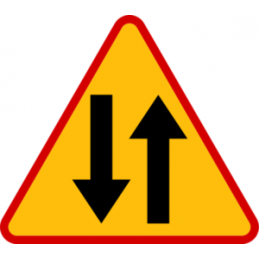 Znak A-20: Odcinek jezdni o ruchu dwukierunkowym - Naklejka lub Odblask