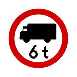 Znak B-5a: Zakaz wjazdu samochodów ciężarowych o określonej masie - Naklejka lub Odblask