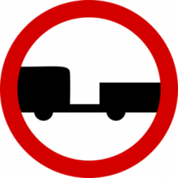 Znak B-7: Zakaz wjazdu pojazdów silnikowych z przyczepą - Naklejka lub Odblask