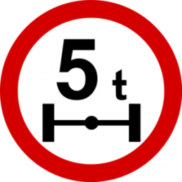 Znak B-19: zakaz wjazdu pojazdów o nacisku osi większym niż .....t - Naklejka