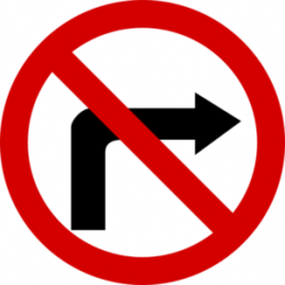 Znak B-22: Zakaz skręcania w prawo - Naklejka lub Odblask