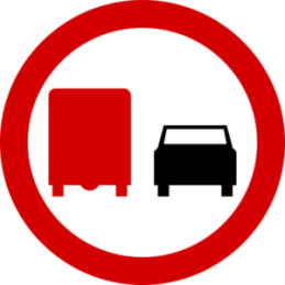 Znak B-26: Zakaz wyprzedzania przez samochody ciężarowe - Naklejka lub Odblask
