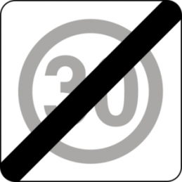 Znak B-44 Koniec strefy ograniczonej prędkości - Naklejka lub Odblask