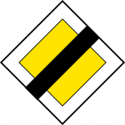 Znak D-2 Koniec drogi z pierwszeństwem - Naklejka lub Odblask