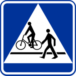 Znak D-6b przejście dla pieszych i przejazd dla rowerzystów - Naklejka lub Odblask