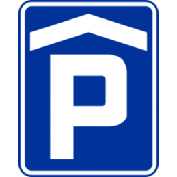 Znak D-18b Parking zadaszony - Naklejka lub Odblask