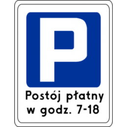 Znak D-44 Strefa płatnego parkowania - Naklejka lub Odblask