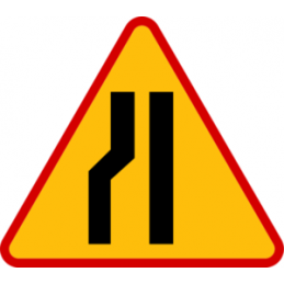 Znak A-12c Zwężenie jezdni - lewostronne - Tabliczka