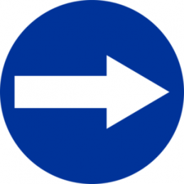 Znak C-1 Nakaz jazdy w prawo przed znakiem - Tabliczka- Druk UV na płycie