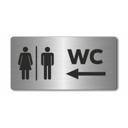 WC strzałka w lewo | Tabliczka informacyjna, nierdzewna | SREBRNA | sklep Mark4u