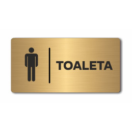 TOALETA męska - Tabliczka informacyjna, nierdzewna ZŁOTA , dowolny wymiar , Mark4u