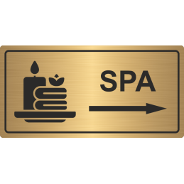 SPA PIKTOGRAM STRZAŁKA W PRAWO | Tabliczka informacyjna nierdzewna ZŁOTA | Druk UV na płycie